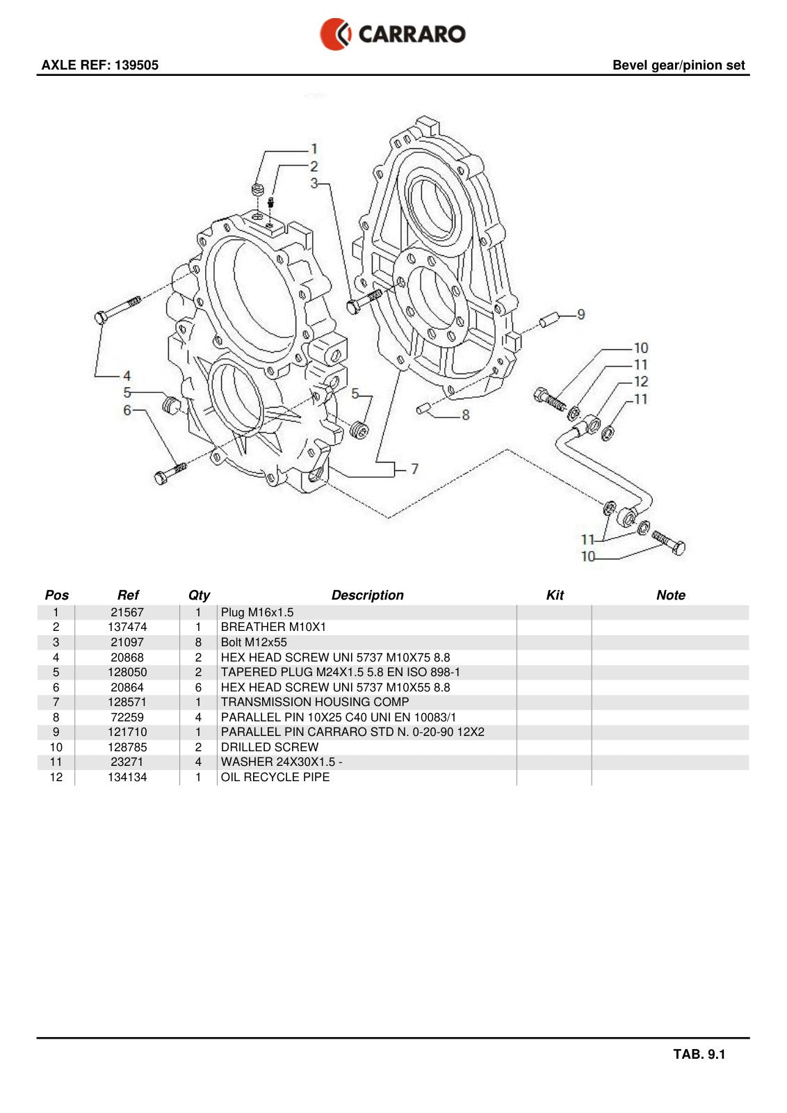Carraro Axle Parts Catalog (Ref. 139505) – sample page 3