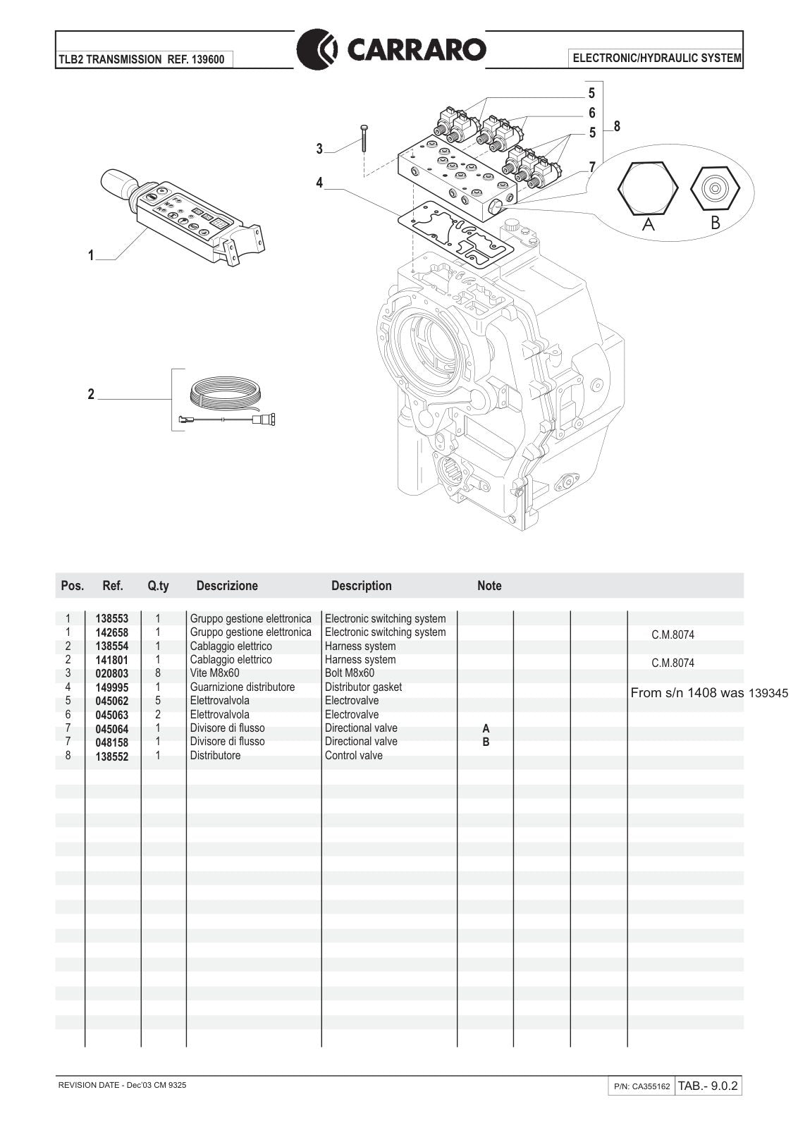 Carraro TLB2 Transmission Parts Catalog (Ref. 139600) – sample page 3