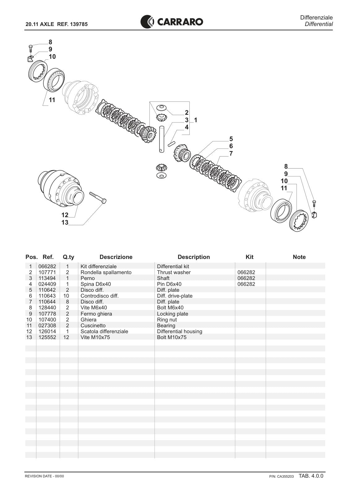 Carraro 20.11 Axle Parts Catalog (Ref. 139785) – sample page 2