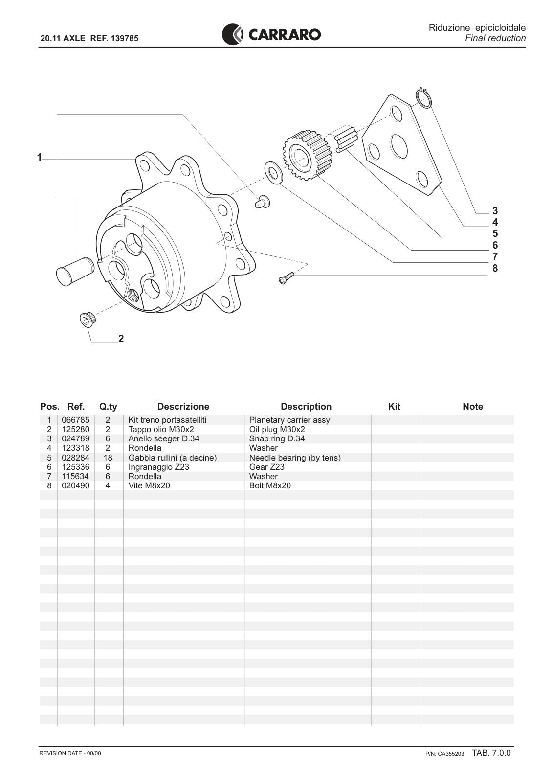 Carraro 20.11 Axle Parts Catalog (Ref. 139785) – sample page 3