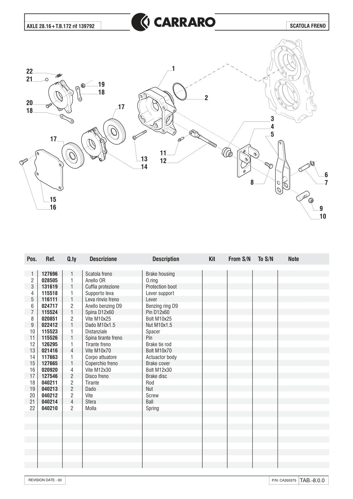 Carraro 28.16 Axle Parts Catalog (Ref. 139792) – sample page 3