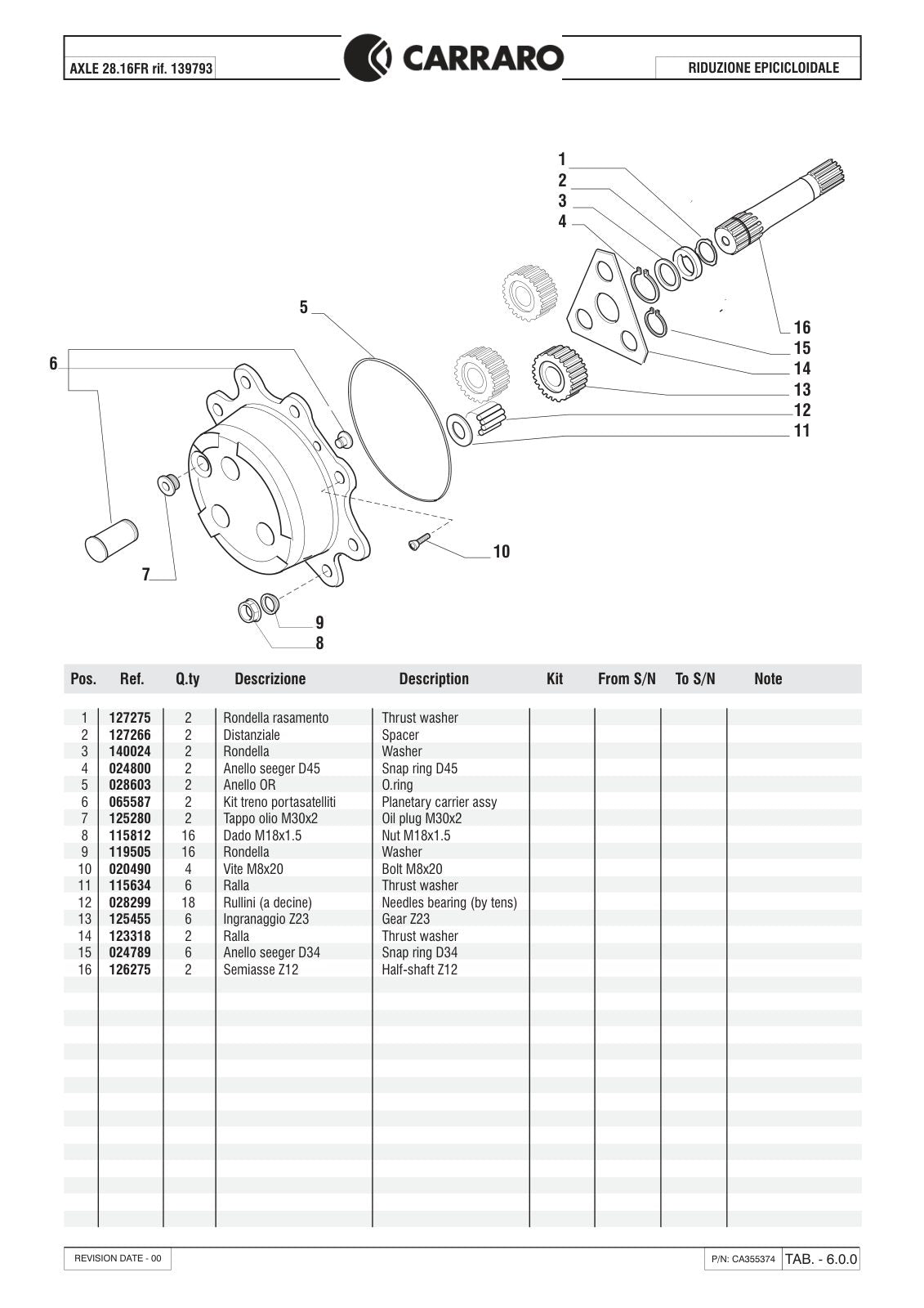 Carraro 28.16FR Axle Parts Catalog (Ref. 139793) – sample page 3
