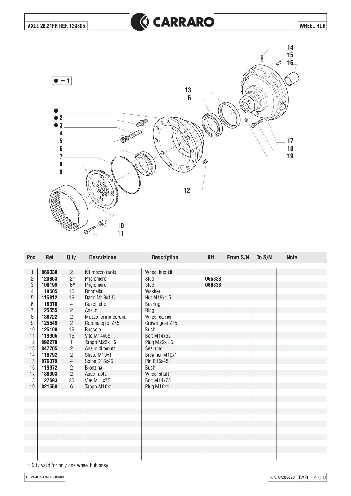 Carraro 28.21FR Axle Parts Catalog (Ref. 139805) – sample page 2