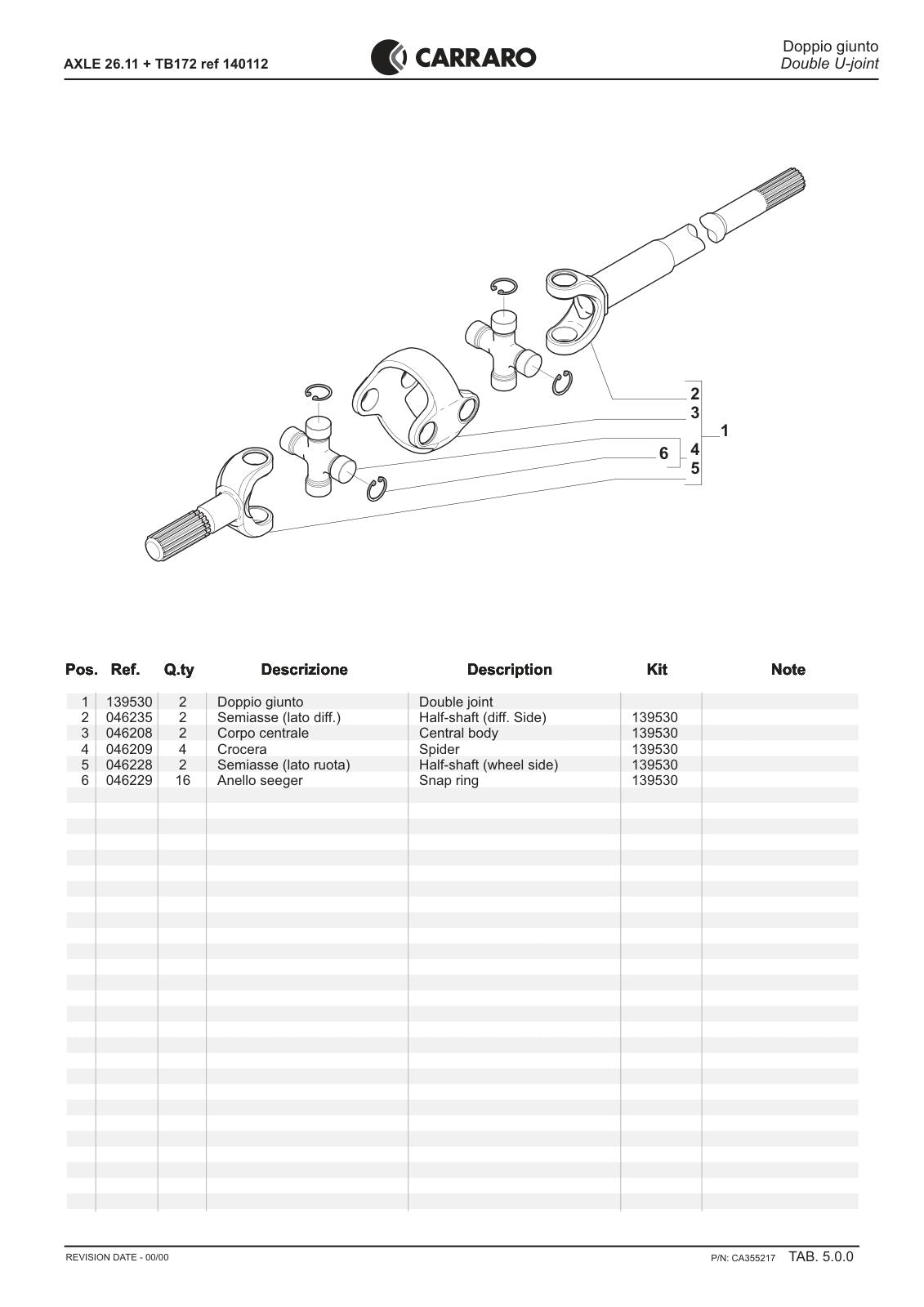 Carraro 26.11 + TB172 Axle with Transfer Box Parts Catalog (Ref. 140112) – sample page 2
