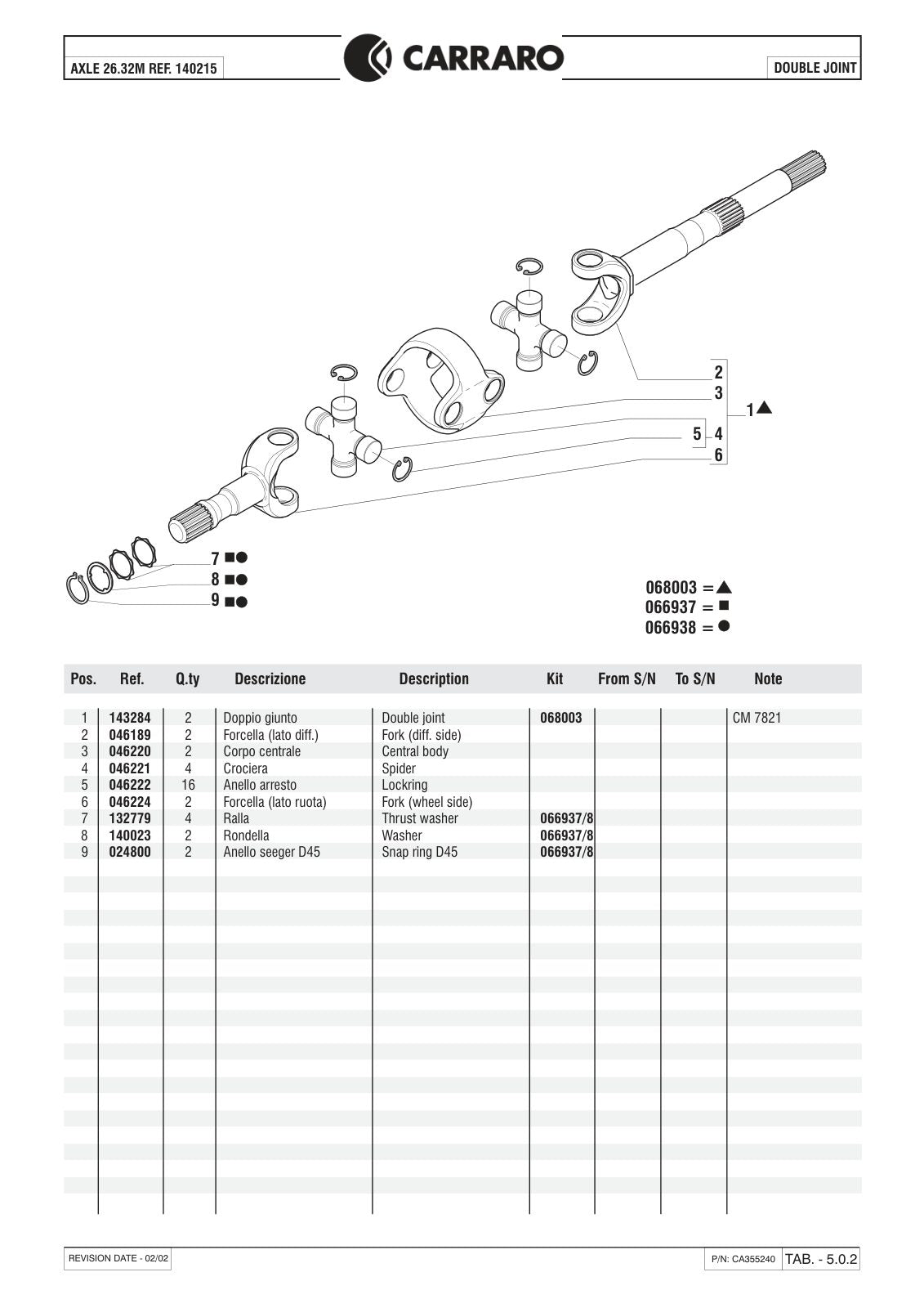 Carraro 26.32M Axle Parts Catalog (Ref. 140215) – sample page 2