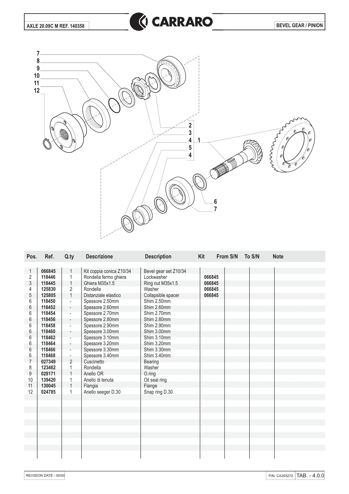Carraro 20.09C Axle Parts Catalog (Ref. 140358) – sample page 2
