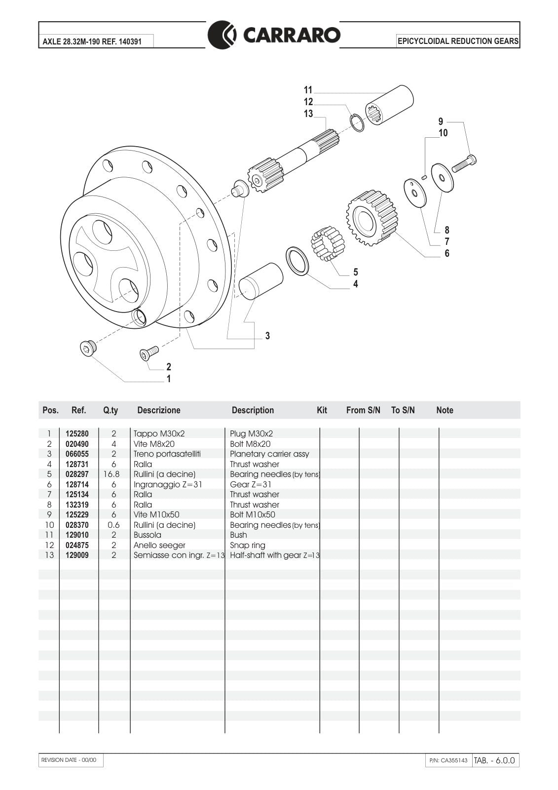 Carraro 28.32M-190 Axle Parts Catalog (Ref. 140391) – sample page 3