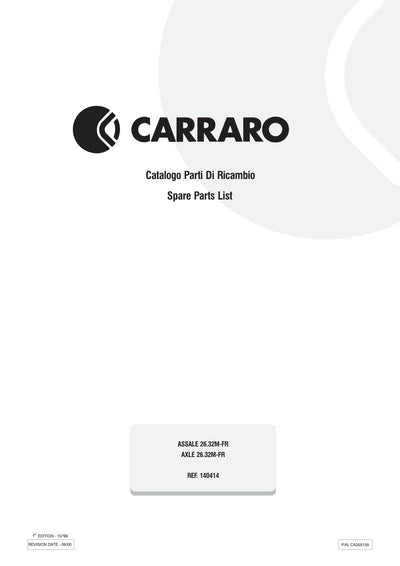 Carraro 26.32M-FR Axle Parts Catalog (Ref. 140414) – cover