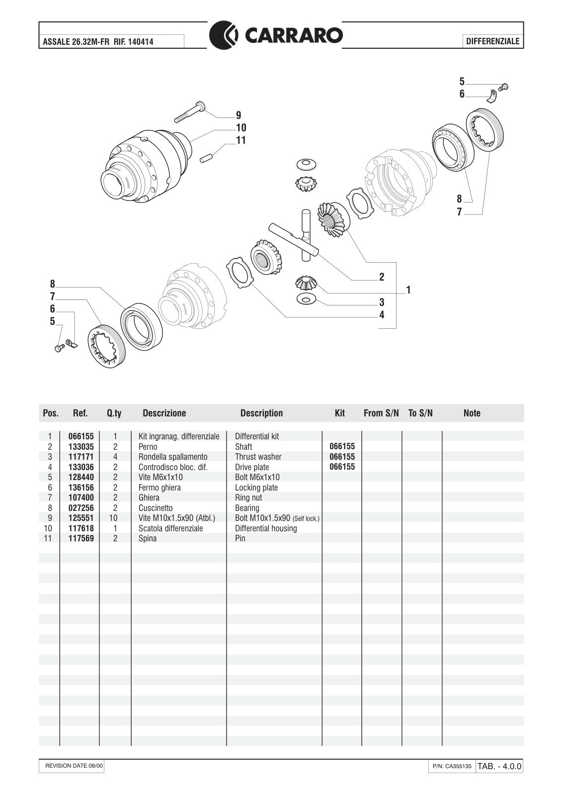 Carraro 26.32M-FR Axle Parts Catalog (Ref. 140414) – sample page 2
