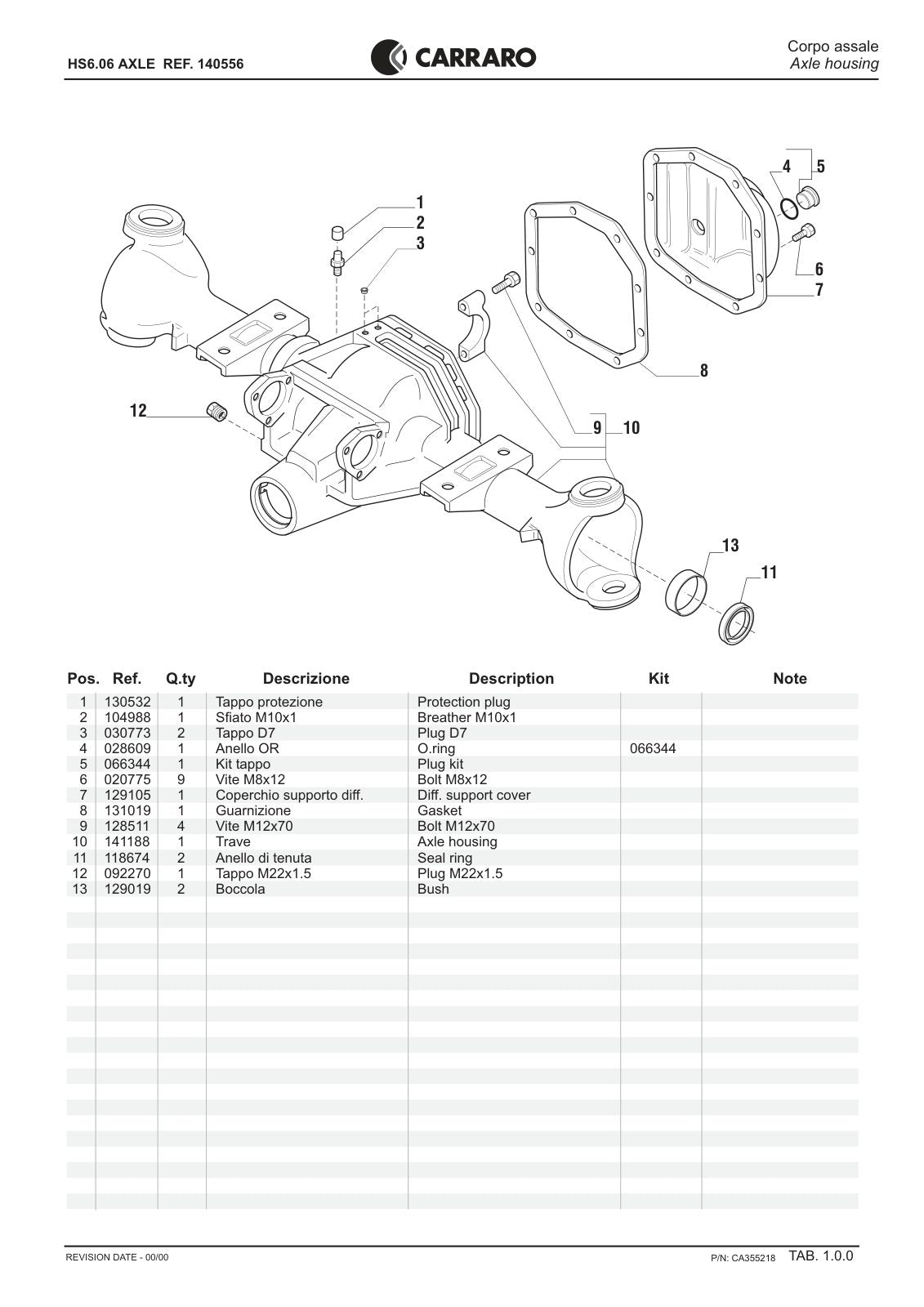 Carraro HS6.06 Axle Parts Catalog (Ref. 140556) – sample page 1