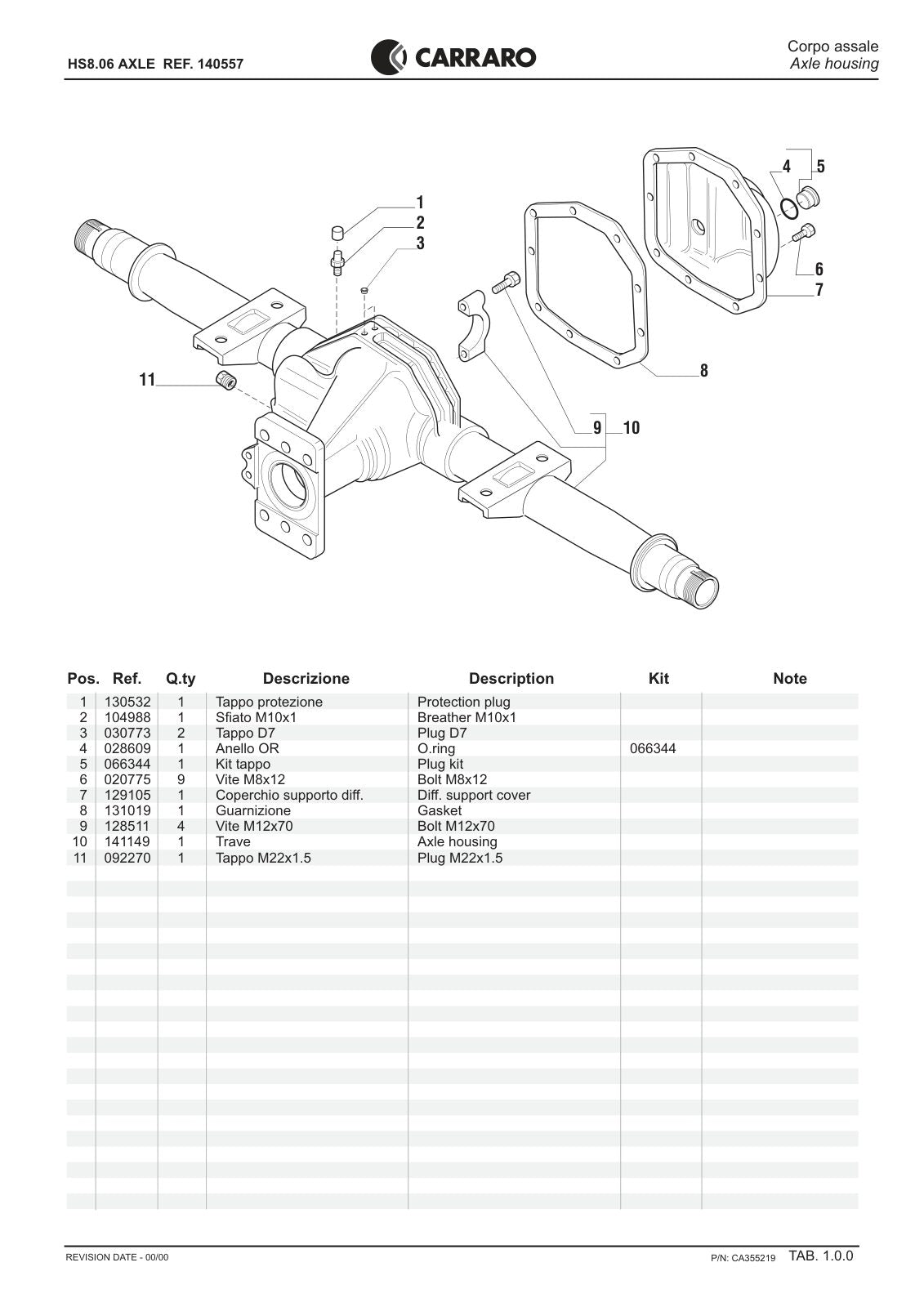 Carraro HS8.06 Axle Parts Catalog (Ref. 140557) – sample page 1