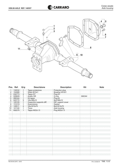Carraro HS8.06 Axle Parts Catalog (Ref. 140557) – sample page 1