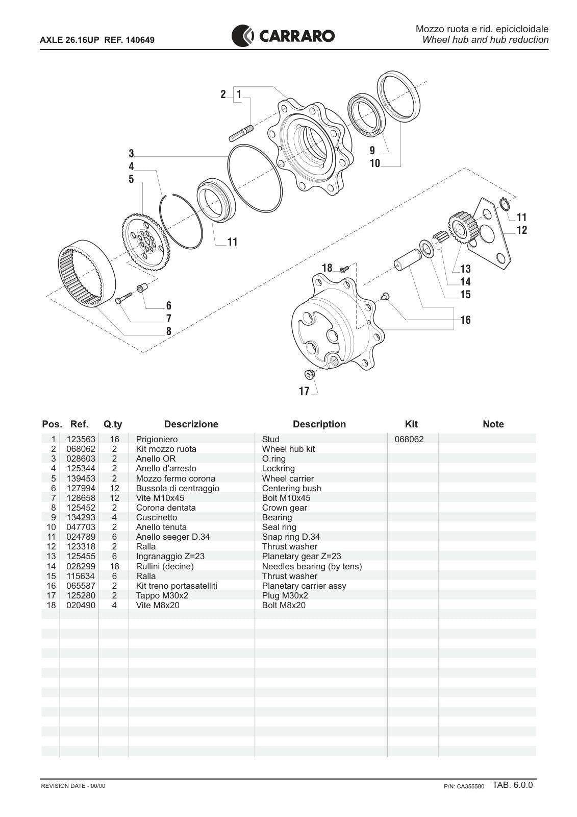 Carraro 26.16 UP Axle Parts Catalog (Ref. 140649) – sample page 3