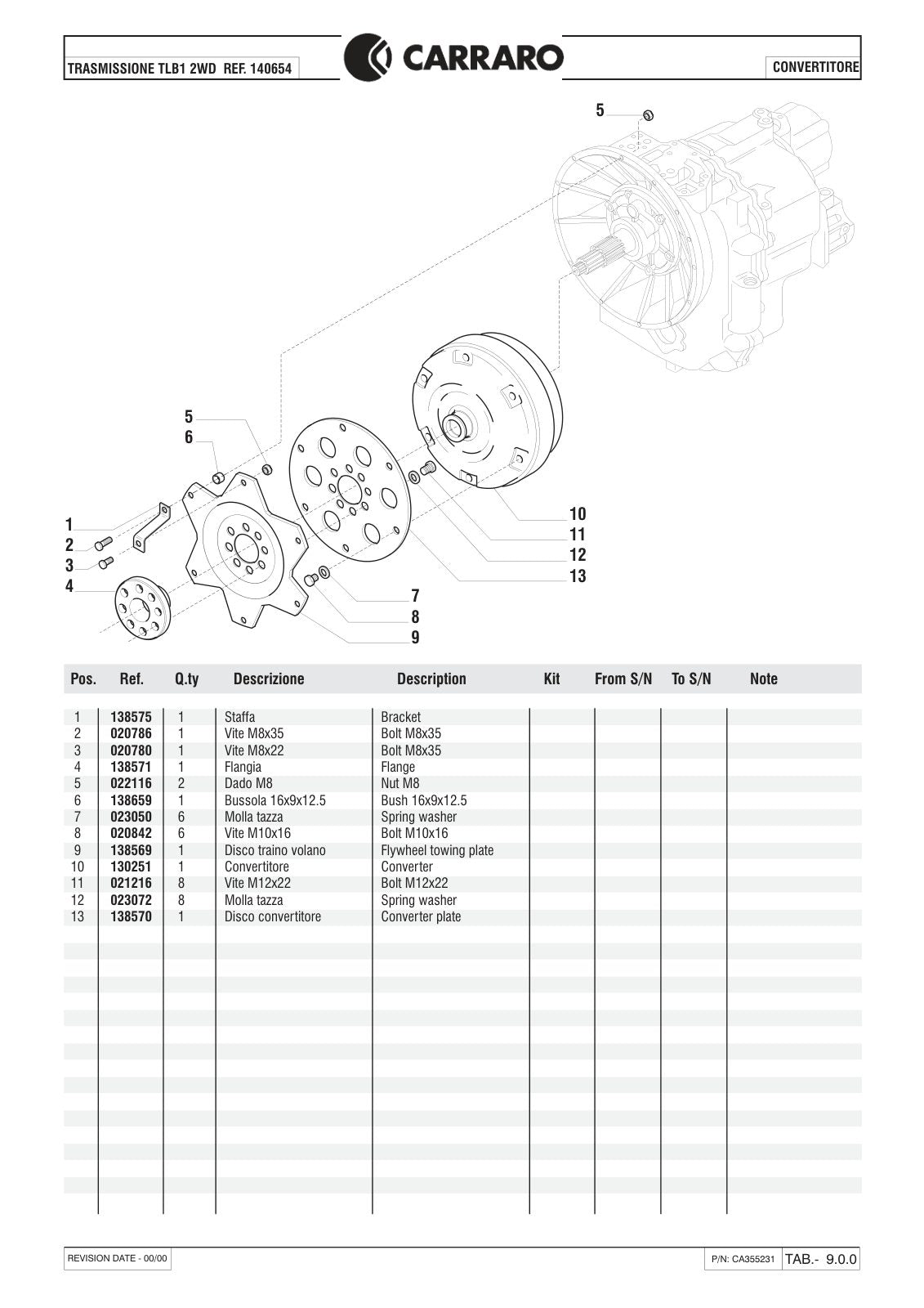 Carraro TLB1 Transmission Parts Catalog (Ref. 140654) – sample page 3