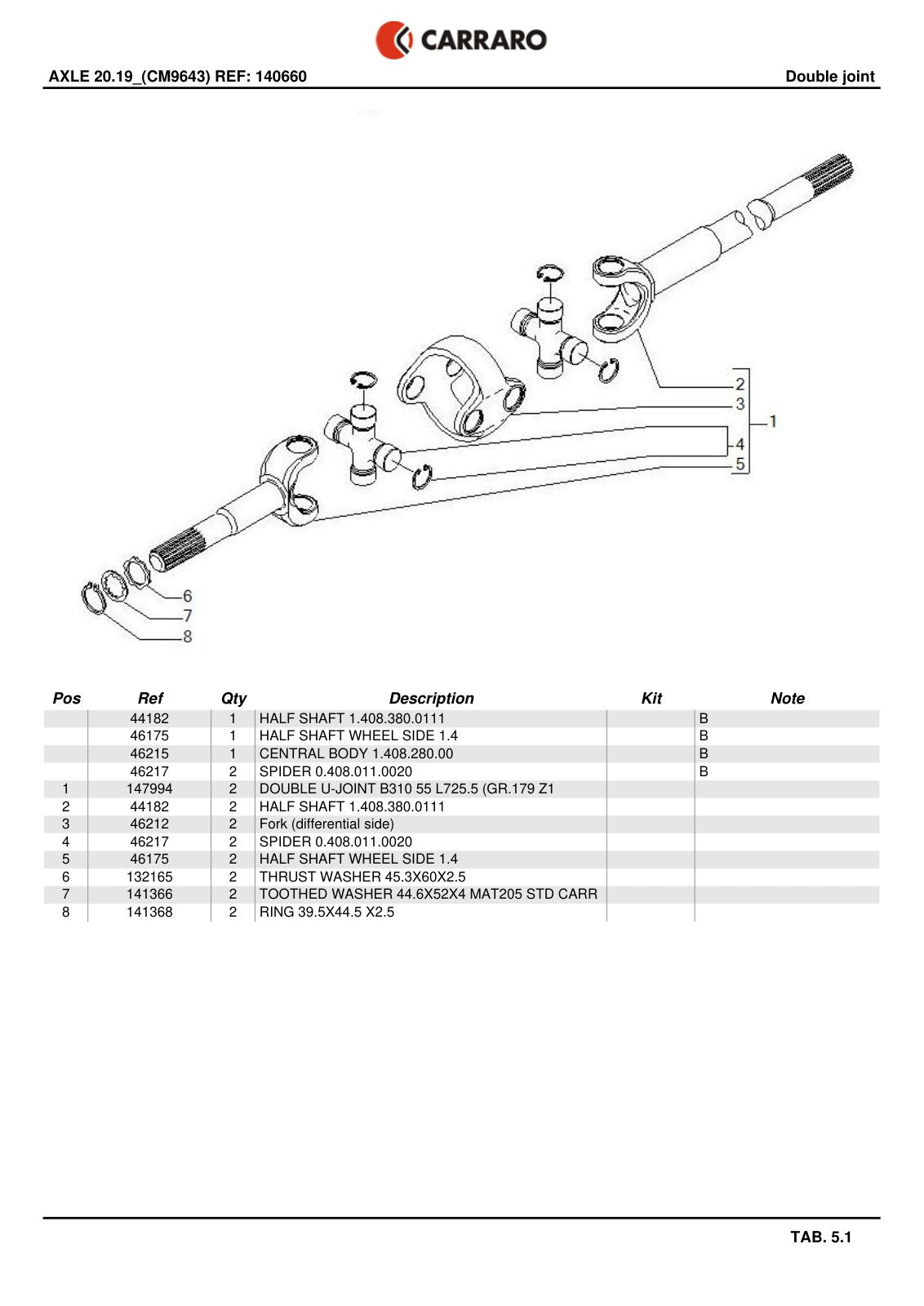 Carraro 20.19 Axle Parts Catalog (Ref. 140660) – sample page 3