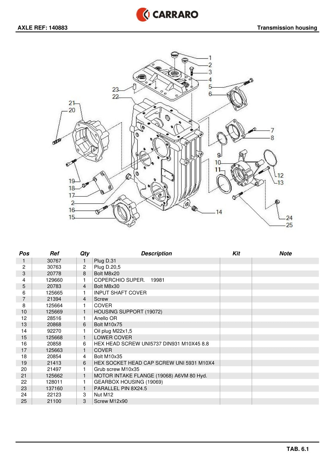 Carraro Transmission Parts Catalog (Ref. 140883) – sample page 2