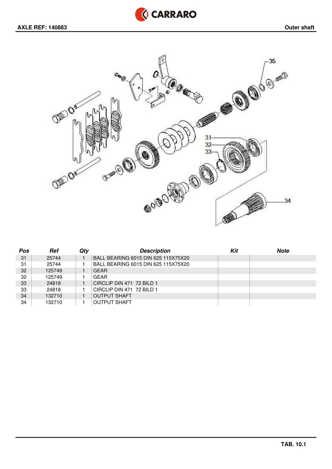 Carraro Transmission Parts Catalog (Ref. 140883) – sample page 3
