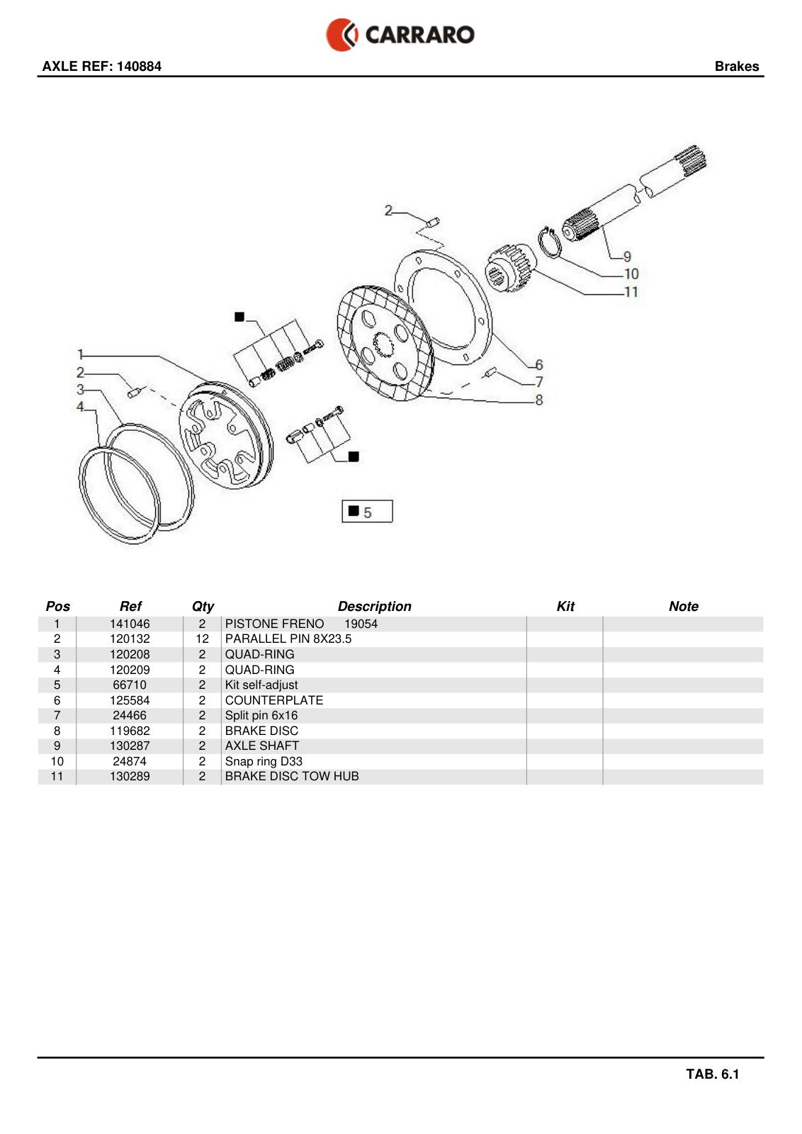 Carraro Axle Parts Catalog (Ref. 140884) – sample page 3