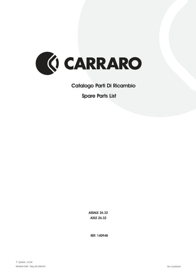 Carraro 26.32 Axle Parts Catalog (Ref. 140948) – cover