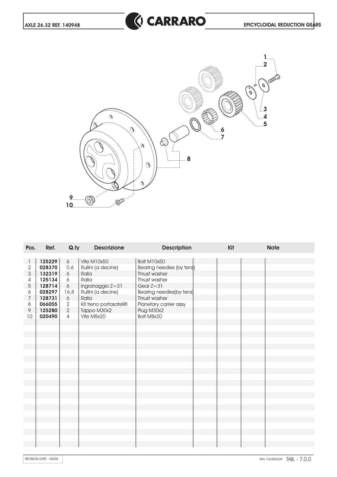 Carraro 26.32 Axle Parts Catalog (Ref. 140948) – sample page 3
