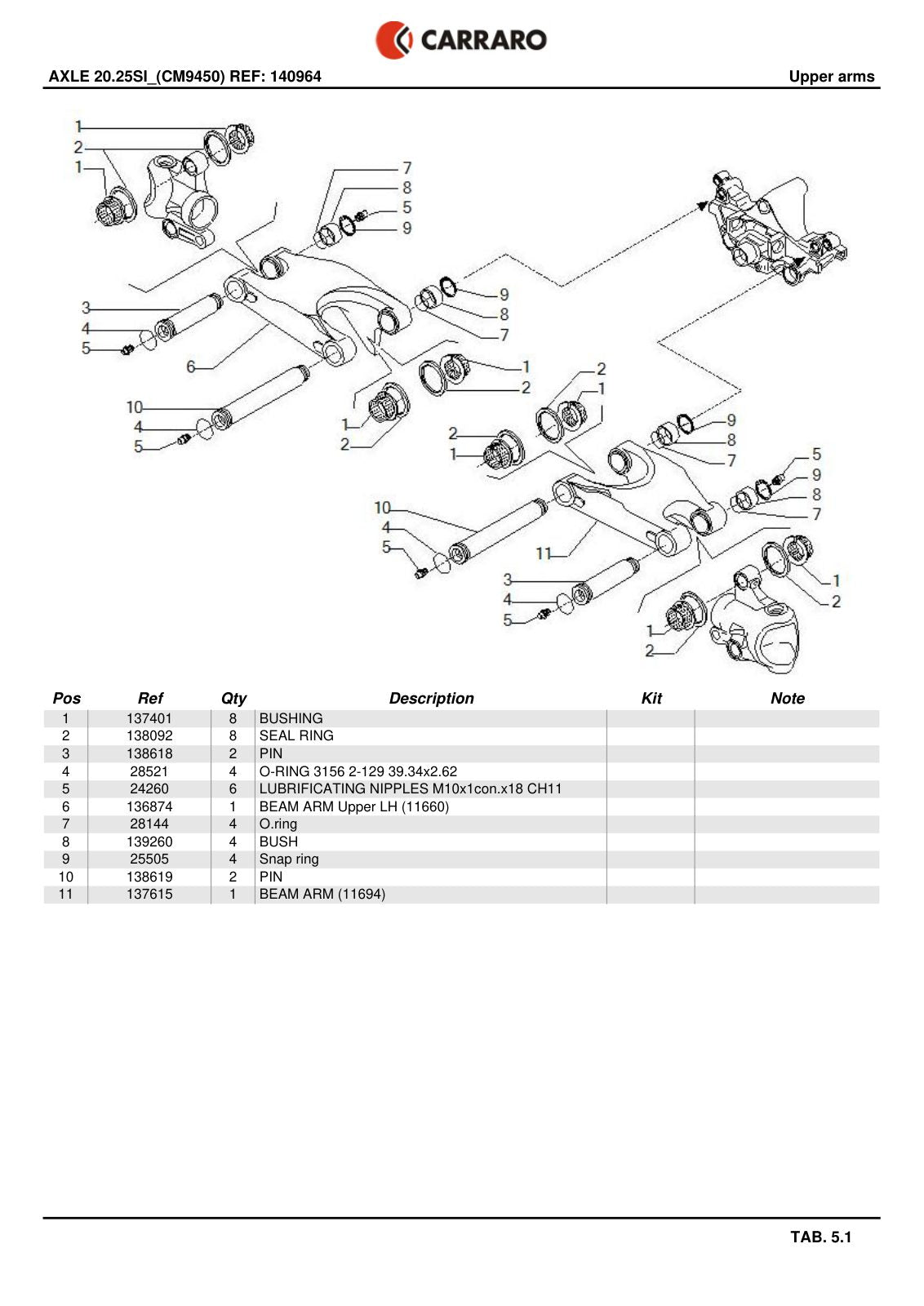 Carraro 20.25SI Axle Parts Catalog (Ref. 140964) – sample page 2