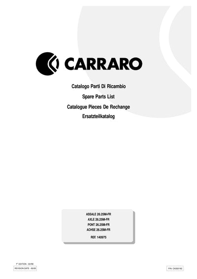Carraro 26.25M-FR Axle Parts Catalog (Ref. 140975) – cover