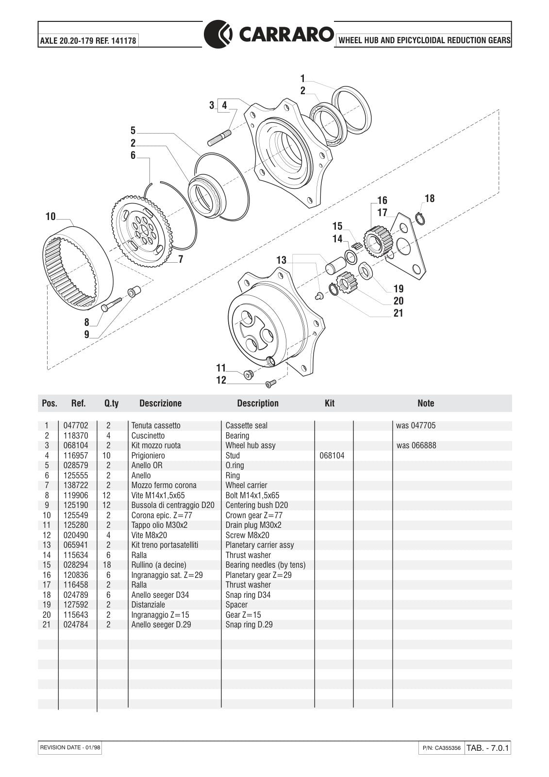 Carraro 20.20-179 Axle Parts Catalog (Ref. 141178) – sample page 3