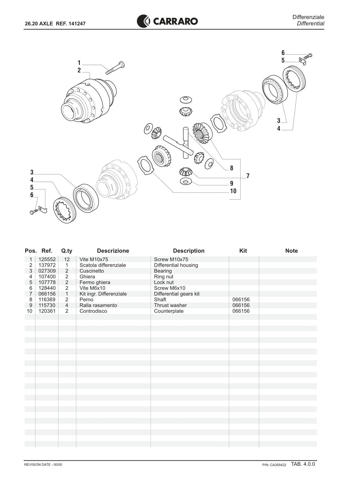 Carraro 26.20 Axle Parts Catalog (Ref. 141247) – sample page 2