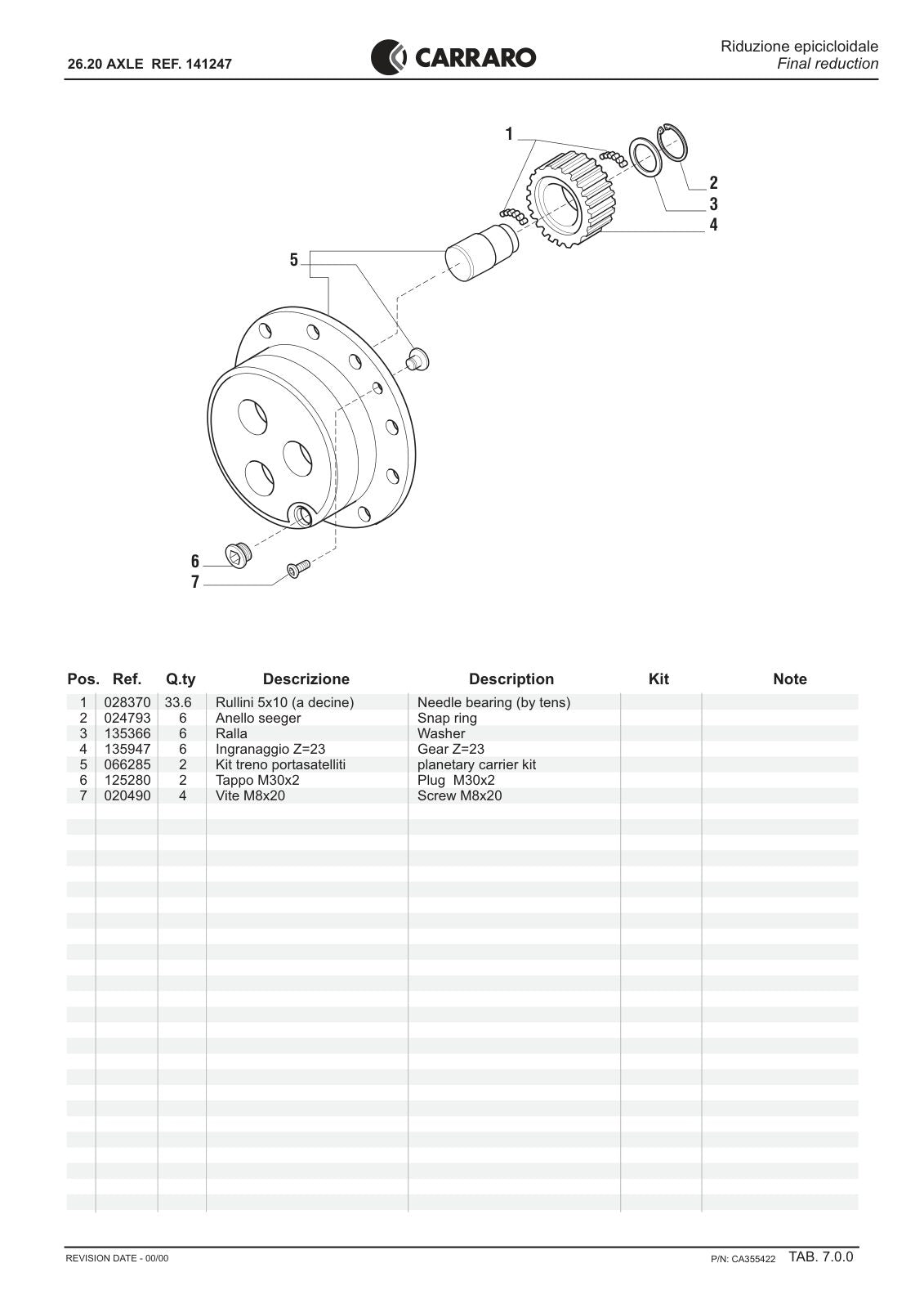Carraro 26.20 Axle Parts Catalog (Ref. 141247) – sample page 3
