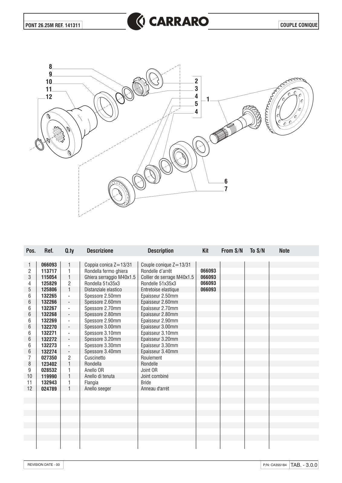 Carraro 26.25M Axle Parts Catalog (Ref. 141311) – sample page 2