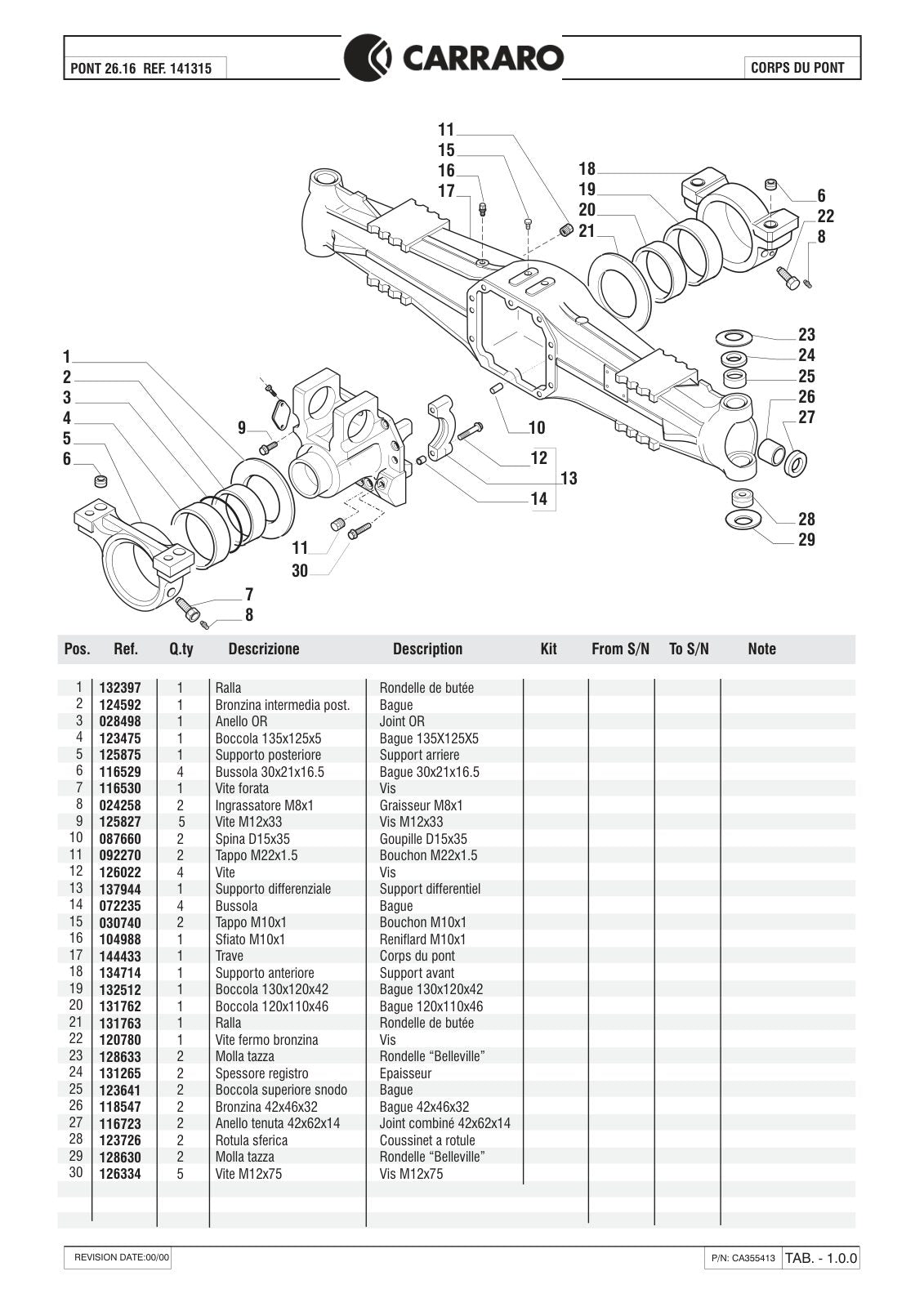 Carraro 26.16 Axle Parts Catalog (Ref. 141315) – sample page 1