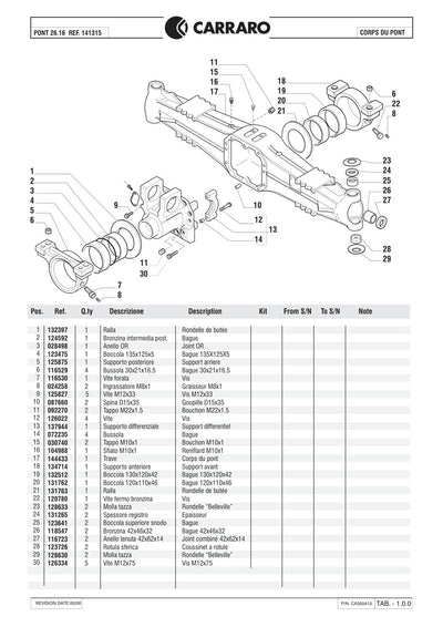Carraro 26.16 Axle Parts Catalog (Ref. 141315) – sample page 1