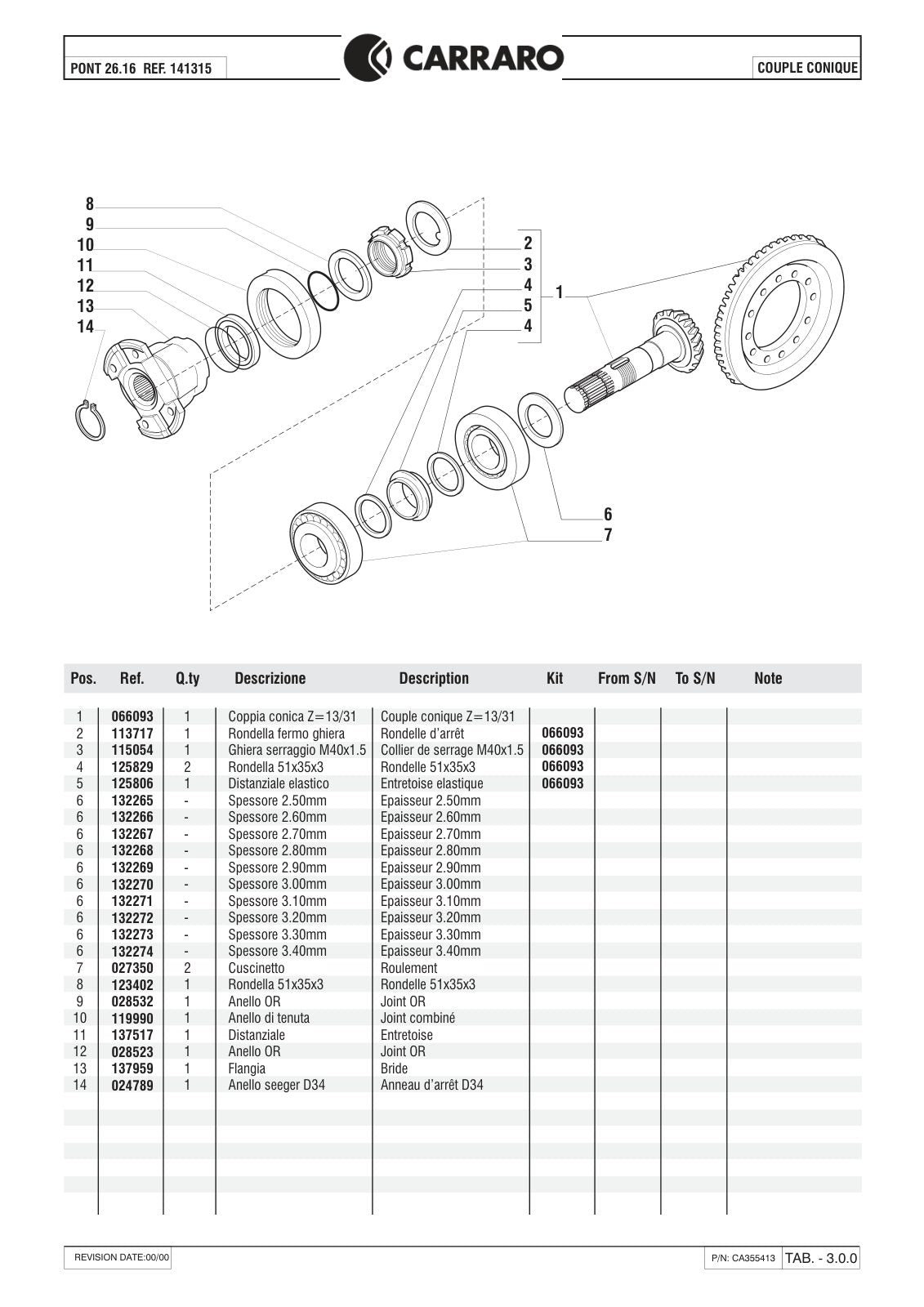 Carraro 26.16 Axle Parts Catalog (Ref. 141315) – sample page 2