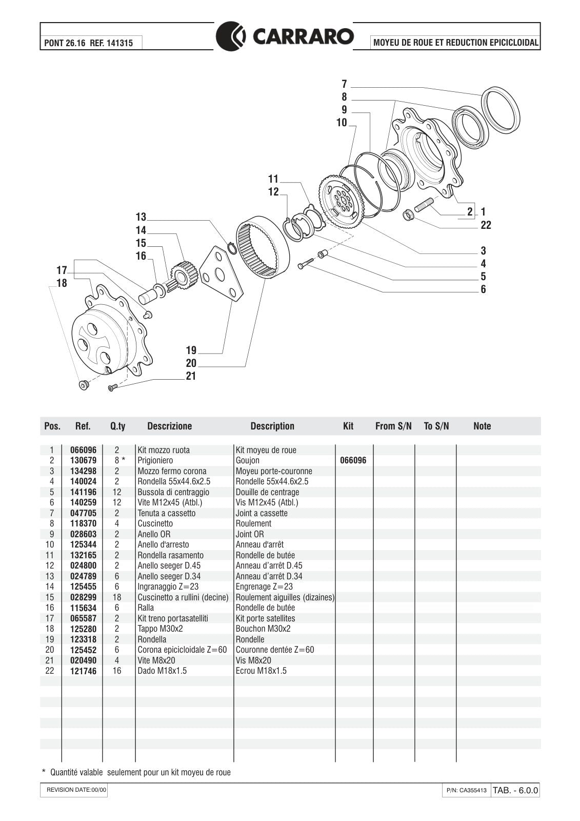 Carraro 26.16 Axle Parts Catalog (Ref. 141315) – sample page 3
