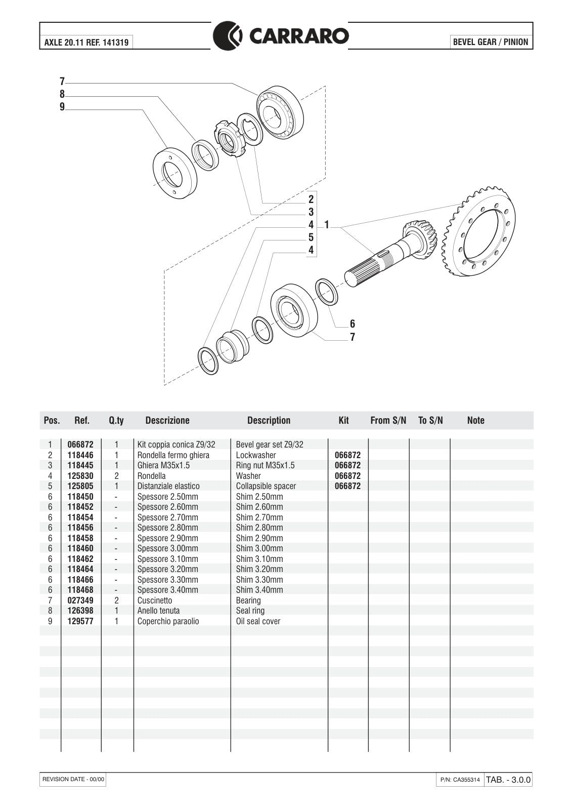 Carraro 20.11 Front Axle Parts Catalog (Ref. 141319) – sample page 2