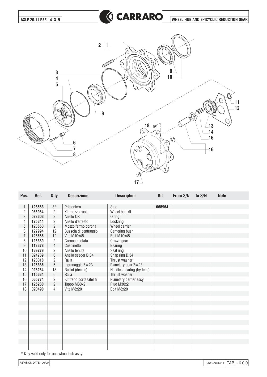 Carraro 20.11 Front Axle Parts Catalog (Ref. 141319) – sample page 3