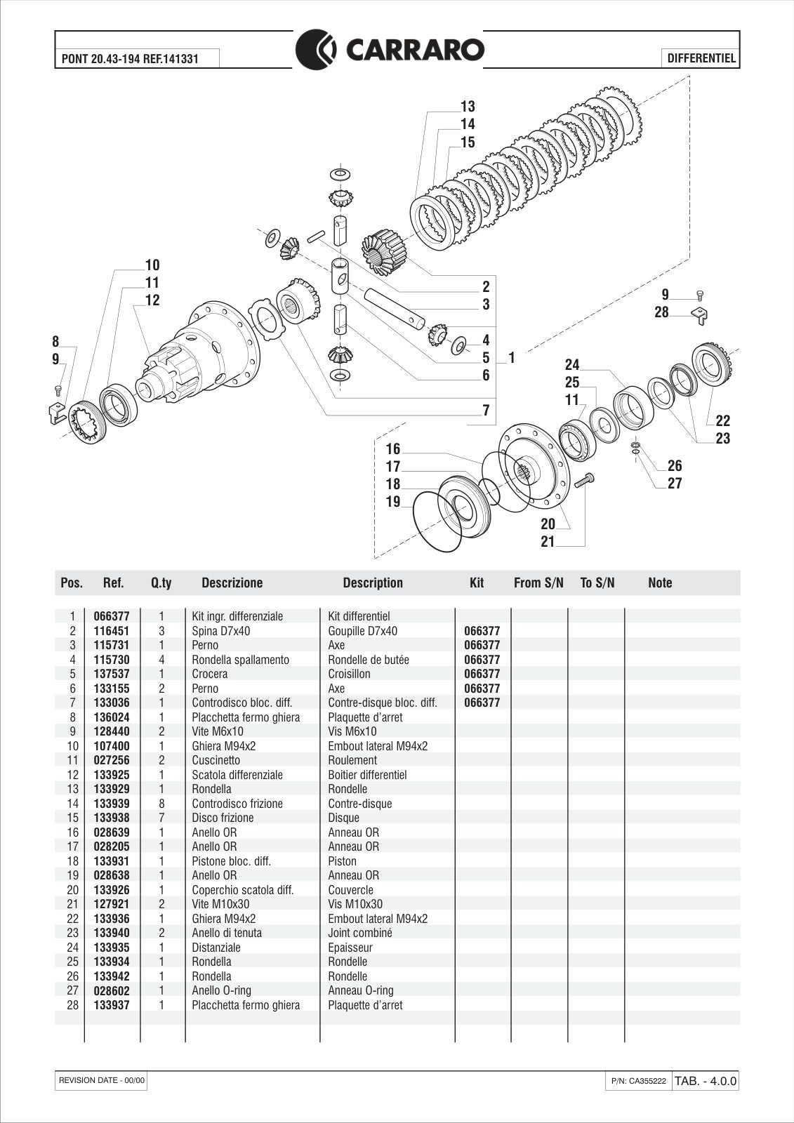 Carraro 20.43-194 Axle Parts Catalog (Ref. 141331) – sample page 2