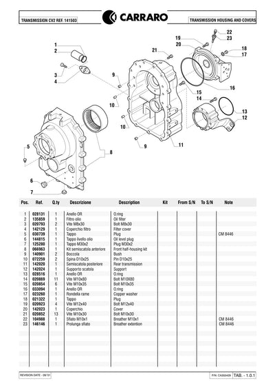 Carraro Transmission Parts Catalog (Ref. 141503) – sample page 1