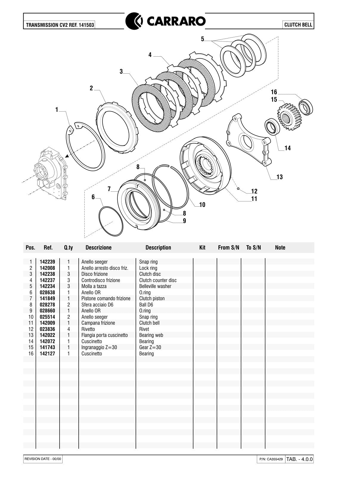 Carraro Transmission Parts Catalog (Ref. 141503) – sample page 2