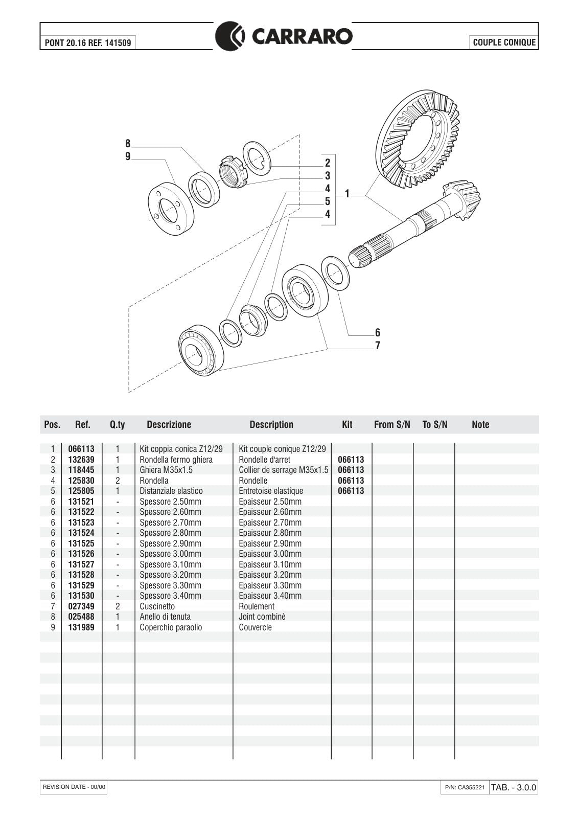 Carraro 20.16 Axle Parts Catalog (Ref. 141509) – sample page 2