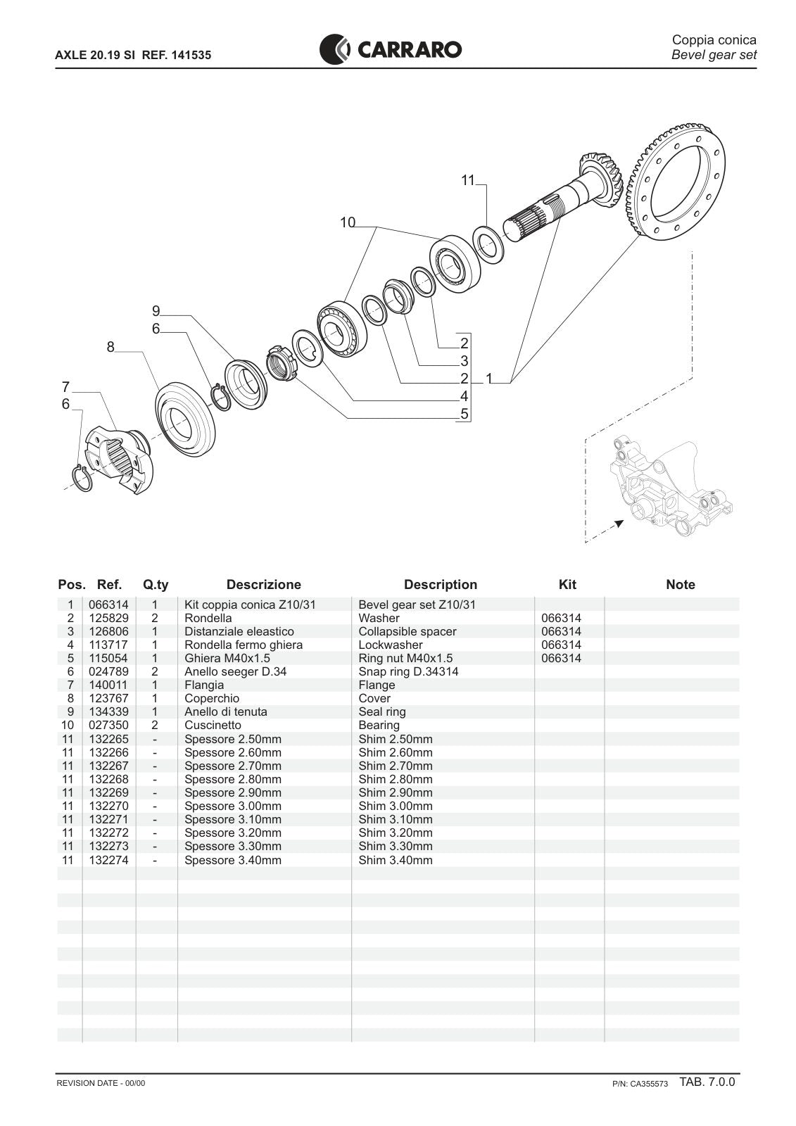 Carraro 20.19 Axle Parts Catalog (Ref. 141535) – sample page 2