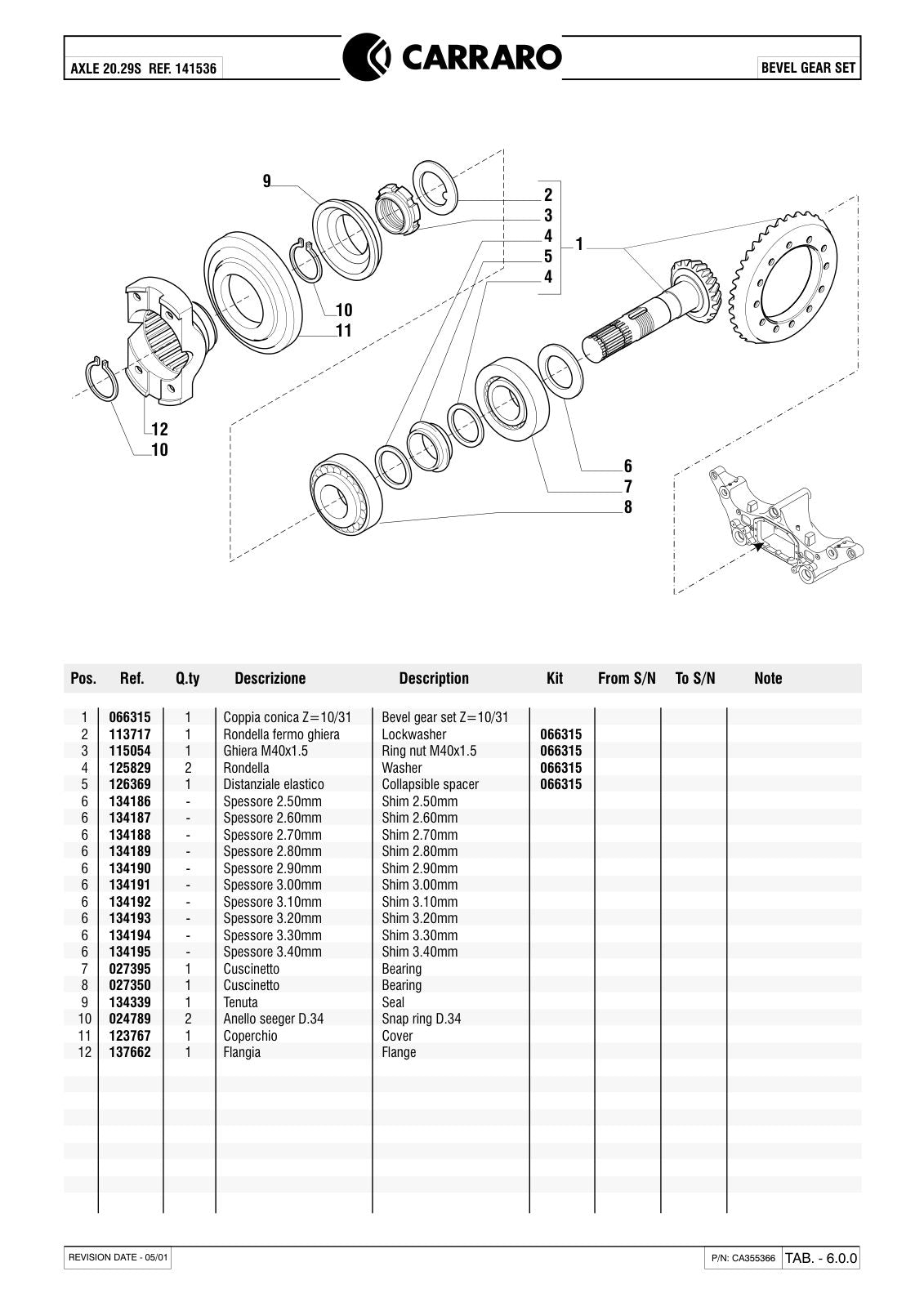 Carraro 20.29 Axle Parts Catalog (Ref. 141536) – sample page 2