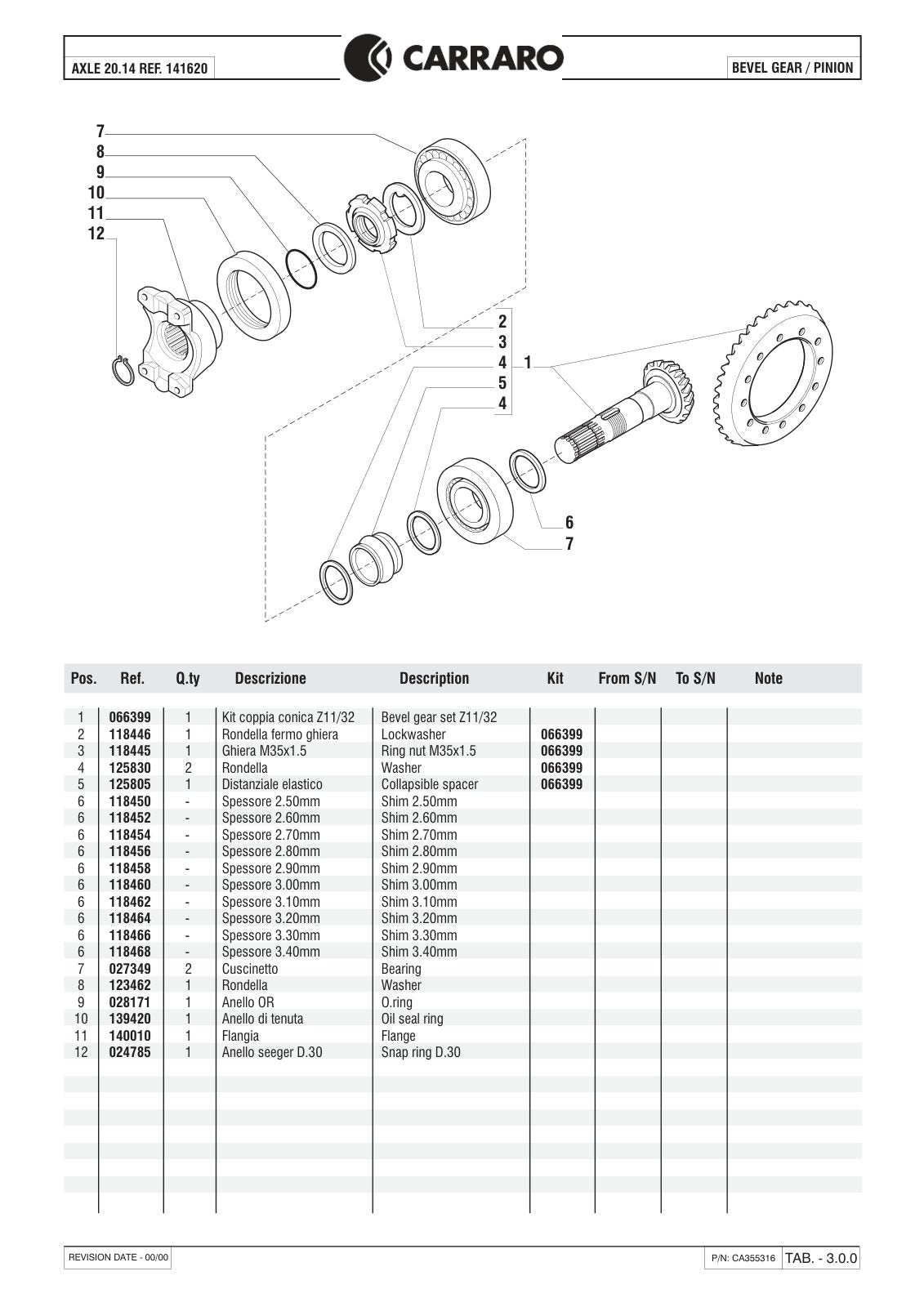Carraro 20.14 Front Axle Parts Catalog (Ref. 141620) – sample page 2