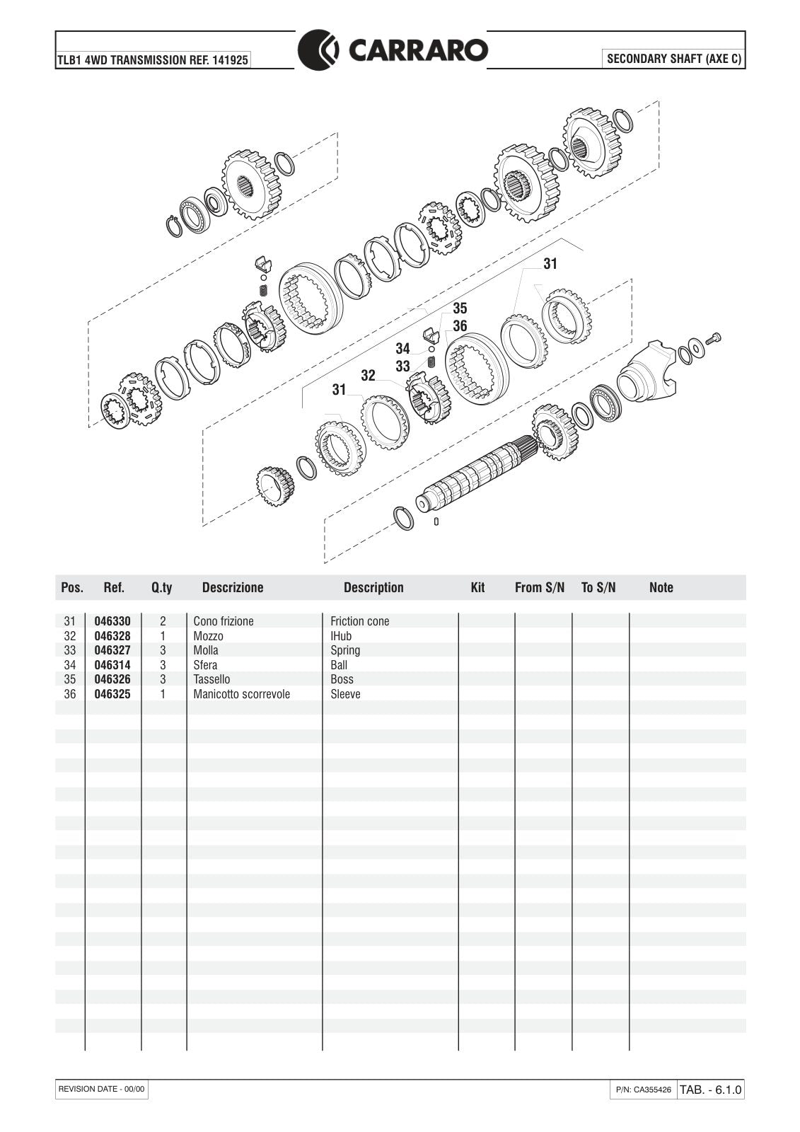Carraro TLB1 Transmission Parts Catalog (Ref. 141925) – sample page 2
