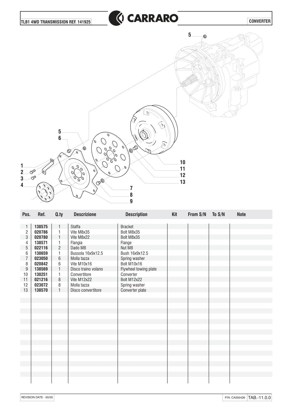 Carraro TLB1 Transmission Parts Catalog (Ref. 141925) – sample page 3