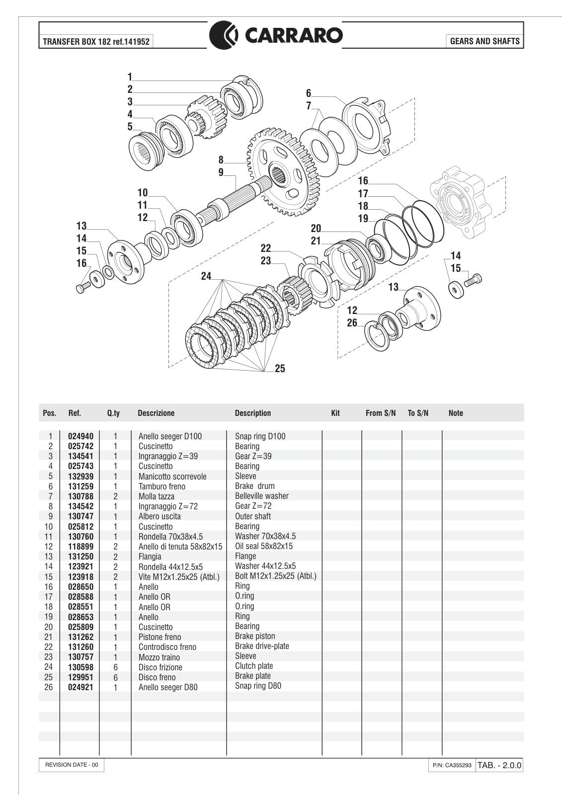 Carraro TB182 Transfer Box Parts Catalog (Ref. 141952) – sample page 2