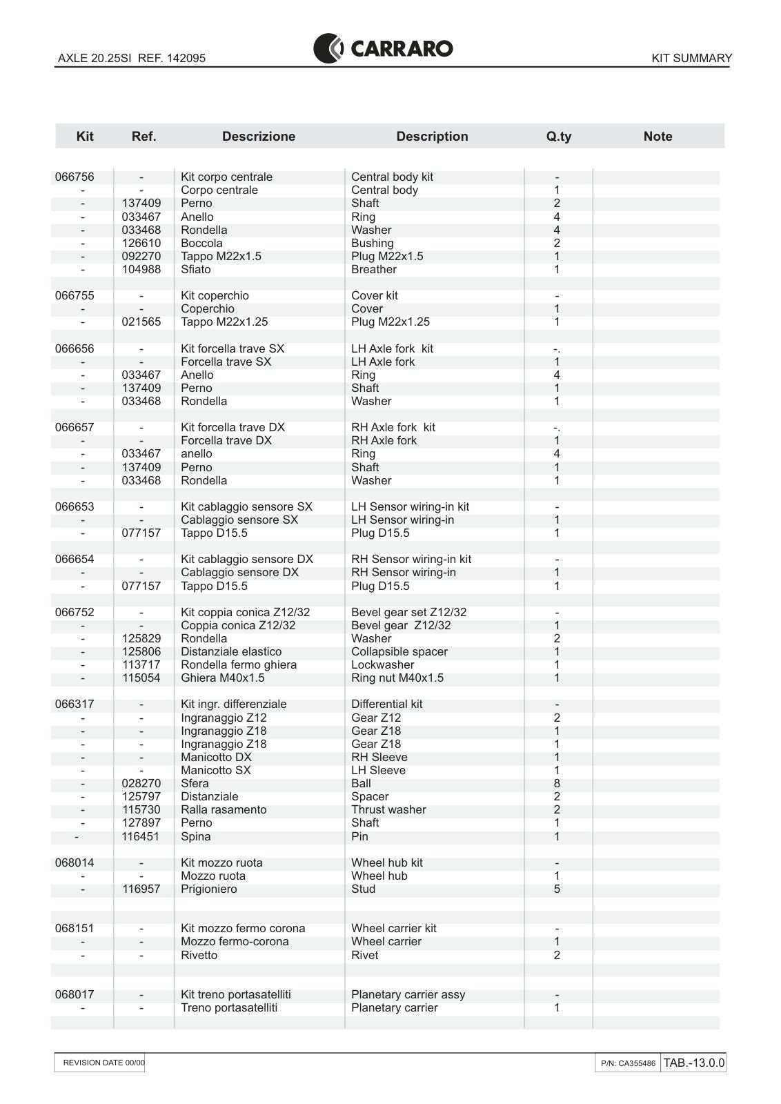 Carraro 20.25SI Axle Parts Catalog (Ref. 142095) – sample page 3