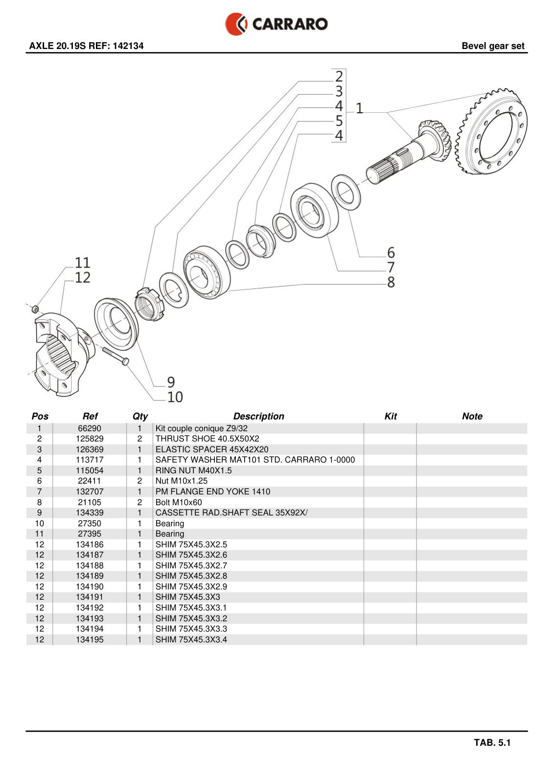 Carraro 20.19S Axle Parts Catalog (Ref. 142134) – sample page 2