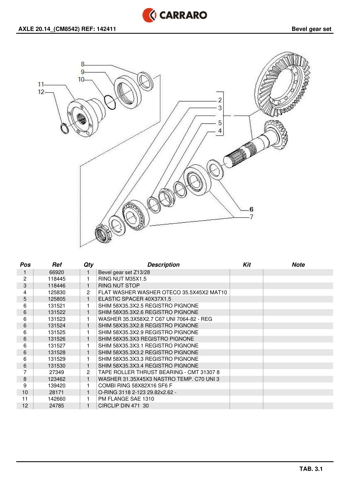 Carraro 20.14 Axle Parts Catalog for Massey Ferguson (Ref. 142411) – sample page 2