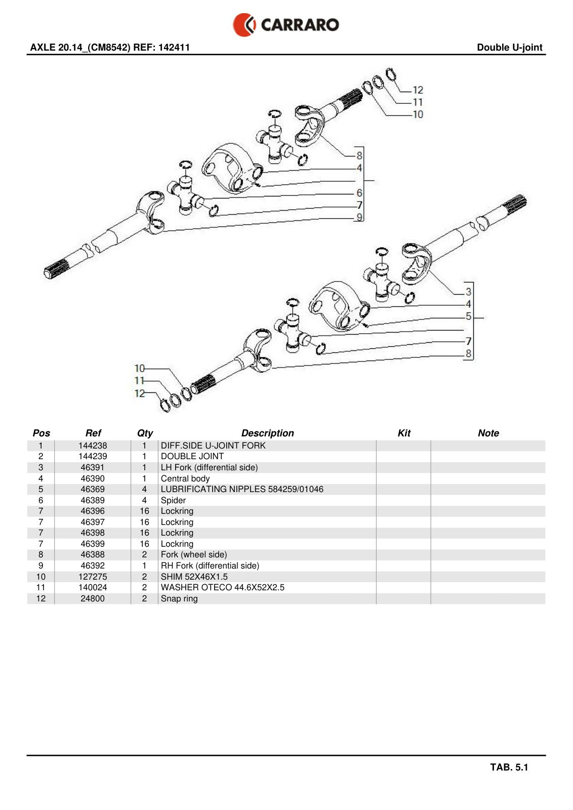 Carraro 20.14 Axle Parts Catalog for Massey Ferguson (Ref. 142411) – sample page 3